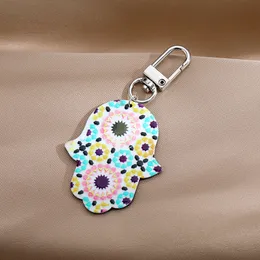 Bohemian Style Vintage Colorful Pattern Hand Evil Eye Key Rings Decorate Jewelry