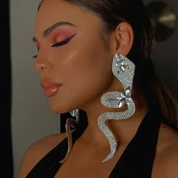 Dangle Chandelier Hyperbole Snake Earrings Luxury Women Exaggerated Accessories Crystal Long Tassel Dangle Earrings Jewelry Nightclub 230626