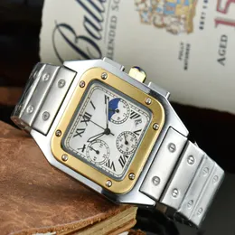 Mężczyźni prostokątny kwarc zegarek ze stali nierdzewnej Złote zegarki Sapphire Luminous Nurving Watch Montre de Luxe Designer Wristwatches Dhgates