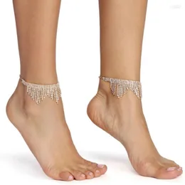 Anklets Elegant Feminine Party Temperament Crystal Tassel Foot Jewelry Summer Beach Fashion Bride Shiny Rhinestone Ladies Anklet