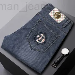 Jeans Masculino Designer 2023 Calça Jeans Fina Verão Elastic Slim Fit Tubo Reto Bordado Macio, Luxo, Moda Marca Versátil JMYV