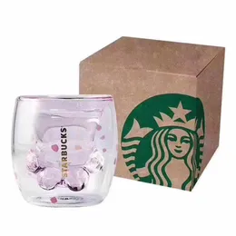 Other Drinkware Canecas de 6 onças Edição limitada Cat Foot Cup Wholesale Cat-Claw Coffee Sakura Pink Double Wall Glassstarbuck Cat-Paw Mug Dr Dhpwe