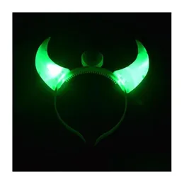 Giocattolo di decompressione Halloween Led Rave Devil Horn Light Up Fascia Lampeggiante-Corno Decorazioni per feste di Natale Glitter Copricapo Zm923 Drop De Dh3Qt