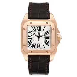 AAA montre pour hommes designer de haute qualité mode décontractée rectangle hausse montre en or bracelet en cuir mouvement à quartz montre en verre saphir boîte de montre de luxe