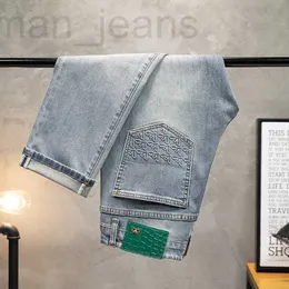 Jeans masculino designer europeu high-end jeans em relevo, marca da moda masculina 2023 novas calças justas, calças esticadas casuais de verão H1YZ