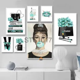 Wallpapers Modern Luxury Perfume Women Paris Fashion Poster Decorative Prints Canvas Painting Wall Art Pictures Elegant Girl Bedroom Decor x0628