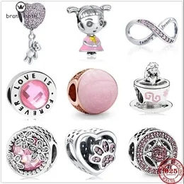 925 Silber für Pandora Charms Schmuck Perlen Rosa Bär Kürbis Auto Pfote Blume Charm Set Anhänger