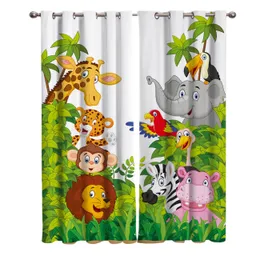 Ren gardiner djungel djur tecknad giraff lejon barn gardiner vardagsrum sovrum hem dekoration barn rum fönster gardin behandling draperier 230627