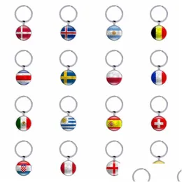 Keychains Lanyards Lovely Mini Football Country Flags Keyrings Soccer Club Fans Souvenir bil Key Holder Drop Delivery Fashion Acces Dhonw