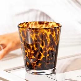 빈티지 표범 인쇄 위스키 샴페인 칵테일 글라스 400ML 아침 식사 커피 우유 주스 컵 휴대용 홈 파티 맥주 물 컵 L230620