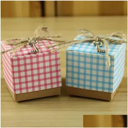 Present Wrap Wrapnjoy Treat Boxes - Elegant kartongförpackning för tvålsmycken Baby shower miljövänligt med jute rep droppe Dhiux