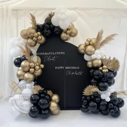 Inne imprezy imprezowe 144PCS Czarne białe lateksowe balony Arch Garland Zestaw DIY Gold Turtle Leaf na przyjęcie weselne Dekoracja urodzin Globos Supplies 230628