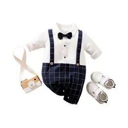 100% bomullsbarnskläder Långärmad i ett stycke Baby Boys Clothing New Born Baby Boy Rompers