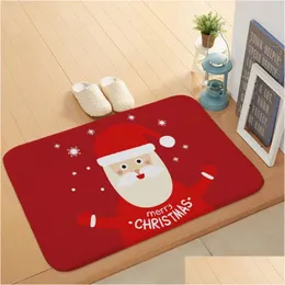 Teppiche Frohe Weihnachten Coral Fleece Küche Teppichmatte Schlafzimmer Bar Eingang Fußmatte Home Flur Boden Wohnzimmer Badezimmer Anti-SL DH1P9