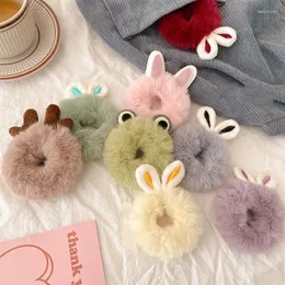 Mollette per capelli Simpatiche corna Orecchie Cravatta in peluche per le donne Cartone animato Corda natalizia Gioielli Fasce per capelli Ragazze Regalo Moda