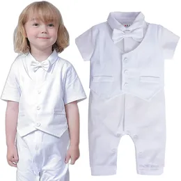 Rompers Baptism Outfits for Boys Baby Chrishening Suit Set Infant Weddding Clothing Toddler Birthday Party Romper HatShoesSocks 4PCS 230628