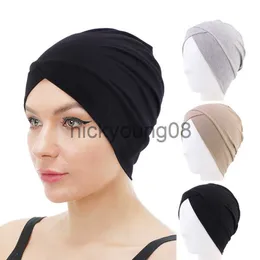 Bandanalar Kadın Modal Pamuk İç Başörtüsü Kapaklar Şapkalar İslami Çapraz Kafa Bandı Türban Saç Dökülmesi Kanser Kemo Kap Streç Şapkalar Şapka Kap x0628
