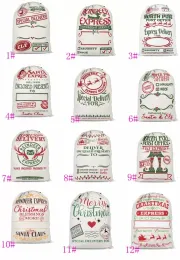 Stock Santa Sack Bags Christmas Decoration Linen Drawstring Cloth Bag Gift Pouch 12 styles FY5995 0628