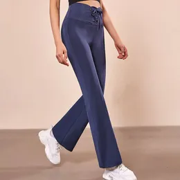 Ll designer kvinnor yoga bredben byxor sportkläder leggings hög midja höftlyft lös dans spandex snabb torr fiess träning stretchy byxor