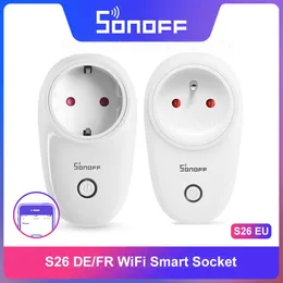 Fişler Sonoff S26 R2 15pcs WiFi Socket E/Fr Draadoze Akıllı Fiş Alexa Google Thuis aracılığıyla Ewelink Ses Kontrolü aracılığıyla AFSTANDSBEDIECT