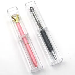 Torbalar 100 PCS Şeffaf Plastik Pen Kutusu Hediye Kutusu Metal Kalem Kutusu Şeffaf Plastik Pencil Kılıf