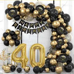 Otros suministros para fiestas de eventos Nuevos globos de látex de feliz cumpleaños 16 18 30 40 50 60 años Arco de oro negro Globos Decoración de fiesta para niños, niñas, hombres y mujeres