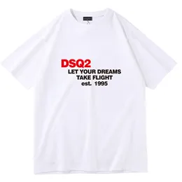 DSQ2 Новая футболка Дизайнерская футболка Толстовка для мальчиков и девочек с буквенным принтом Дышащая повседневная футболка с ангелом 100% хлопок S-4 XL