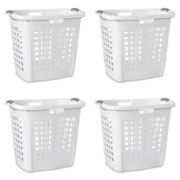 Förvaringskorgar Sterilite Ultra Easy Carry Plastic Laundry Hamper White Set of 4 Dirty Clothing Basket Folding Tvättväska 230628