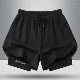 Mäns shorts män springa män 2in1 kompression casual svart fitness strandbottnar snabb torr träning jogging korta byxor för