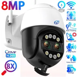 8MP 4K IP Kamera Externe WiFi Sicherheit CCTV Kamera Dual-Objektiv Farbe Nachtsicht 8X Zoom Überwachungs Kamera funktioniert mit Alexa L230619