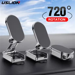 USLION 720 Metal Magnetic Car Phone Holder Foldable Universal Mobile Phone Stand Air Vent Magnet Mount GPS Support For iPhone 14