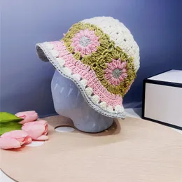 Nuevo sombrero de pescador de punto hecho a mano para mujer primavera y otoño versión coreana que combina con todo lindo gancho de mano gorra de cubo Casual Bob sombreros