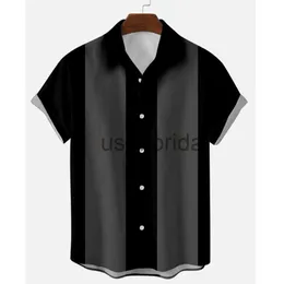 Herren-Freizeithemden, gestreifte Hemden für Männer, Hemden mit Knöpfen, kurzärmelige Bluse, Herrenhemd im 50er-Jahre-Stil, vertikal, Übergröße S-6XL, Herren-Bowlinghemden J230628