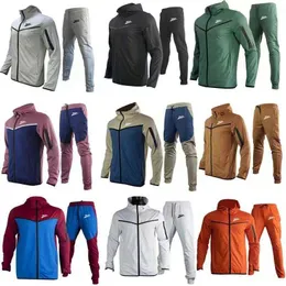 NLke Tech Fleece-Trainingsanzug mit Reißverschluss, Kapuzenpullover, dünne Designer-Herrensportbekleidung für Damen und Herren – Langarmjacke, Joggerhose, asiatische Passform, Größe S-3XL