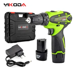 Electric Drill YIKODA 12V 168V 21V Cordless Screwdriver Rechargeable LithiumIon Battery TwoSpeed DIY Driver Power Tools 230626