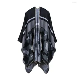 Cachecóis Marca Moda Feminina Outono Inverno Quente Camuflagem Fenda Mistura de Lã Manta Manta Manto Poncho Capa Casaco Pashmin Xaile Cachecol YG091