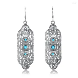 Boucles d'oreilles pendantes 3 pierre Turquoise longue goutte argent 925 boucle d'oreille pour les femmes fête de mariage anniversaire cadeau bijoux fins