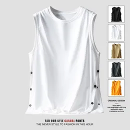 Men's T-Shirts Vest men's sleeveless T-shirt summer pure cotton thin brand breasted American basketball cambric top men's wear