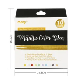 Conjunto de canetas marcadoras metálicas, 10/12 cores sortidas, caneta de tinta premium, escrita para papel preto, casamento, livro de visitas, artesanato, suprimentos de vidro