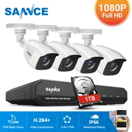 SHAVERS SANNCE 8CH CCTV Security System HD 1080N AHD DVR 4PCS 1080P IR Outdoor CCTV System kamery 8 kanałowy zestaw nadzoru wideo