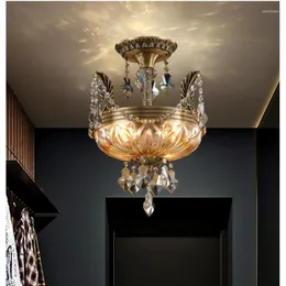 Taklampor LED Konstkronkrona Pendant Lamp Light Copper Semi H50cm Decra 90-265V Brons Crystal Style Design Living Decoration