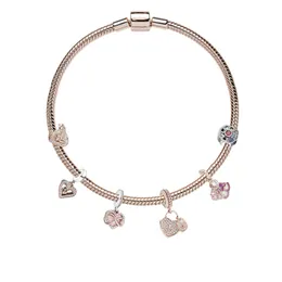 Mode Neue Rose Gold Charms Armband S925 Silber Herz Liebe Anhänger Mutter Designer Schmuck für Frauen Festival Geschenk DIY fit Pandora Armband mit Box