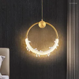 Avizeler Hepsi Bakır İskandinav Oturma Odası Basit Avize Modern Işık Lüks Kristal Asılı Yatak Odası Deco LED Aydınlatma