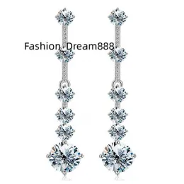 GRA VVS 1CT Moissanite Diamante Incomum Longo Pendurado Brinco pendente para mulheres Conjunto de joias finas de casamento em prata esterlina 925