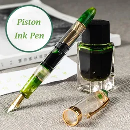 Pennor Lorelei 667 Harts Kolv Fountain Pen Transparent Green med Golden Clip Iridium EF/F 0,38/0,5 mm bläckpenna för företagskontor