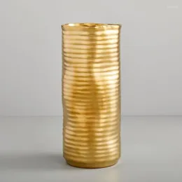 VASES GOLD WAVE DANCEハンドメッキマットゴールデンセラミック品質の花瓶の装飾ギフト