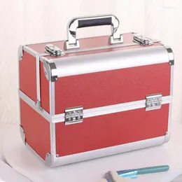 Kosmetiska väskor Kvinnor Multilayer Bag Suitcase Make Up Organizer Box Beauty Professional Tattoos Nail Art Tool Makeup