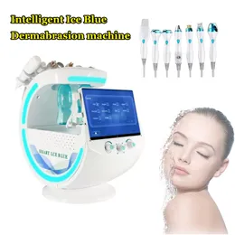 Cuidados com a pele 7in1 Equipamento de beleza multifuncional Máquina de analisador de pele Smart Ice Blue Ultrassonic RF Aqua Microdermoabrasão Facial Microdermoabrasão