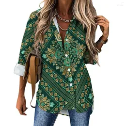 Women's Blouses Women's Baroque Print Casual Blouse Vintage Damask Office Work Custom Female Long Sleeve Streetwear Shirt Spring