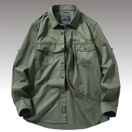 Camisas sociais masculinas primavera caminhadas ao ar livre acampamento manga longa algodão outono chemise homme uniforme militar do exército tático m6xl 230628